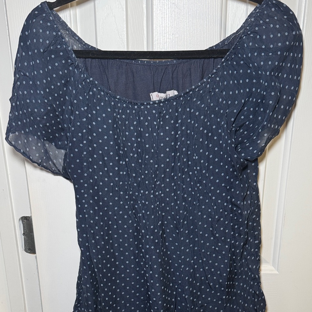 Elegant Navy Polka Dot Blouse
